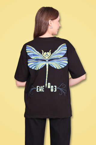 DRAGONFLY OVERSIZED TEE-SHIRT -  CLASSIC BLACK
