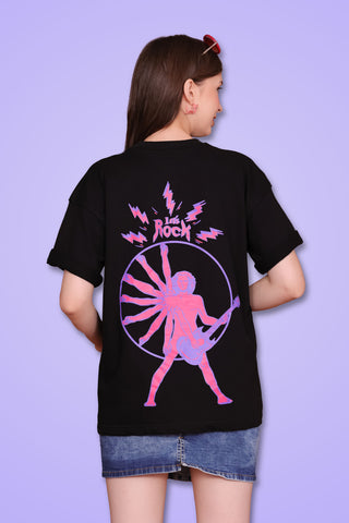 LETS ROCK OVERSIZED TEE-SHIRT - CLASSIC BLACK