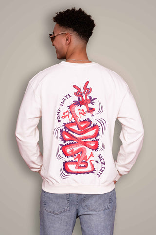 DIVINE DRAGON OVERSIZED SWEATSHIRT - PASTEL CREAM
