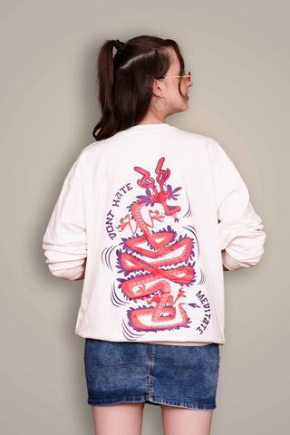 DIVINE DRAGON OVERSIZED SWEATSHIRT - PASTEL CREAM