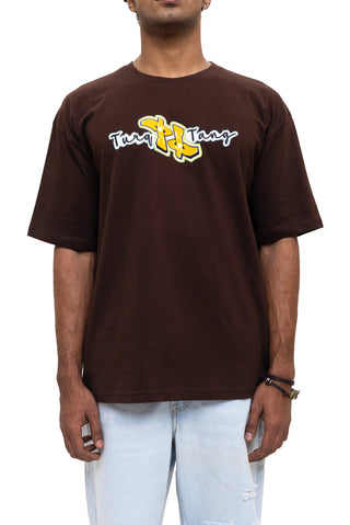 TURQTANG Back Talk Oversized T-Shirt in Code Earth – Earth-toned streetwear with premium comfort and effortless style.