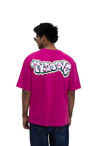 TURQTANG Back Talk Oversized T-Shirt in Code Rose – modern streetwear tee with premium comfort.