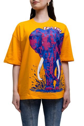 TURQTANG Elephantastic Oversized T-Shirt in Golden Honey – Bold graphic tee with premium comfort.