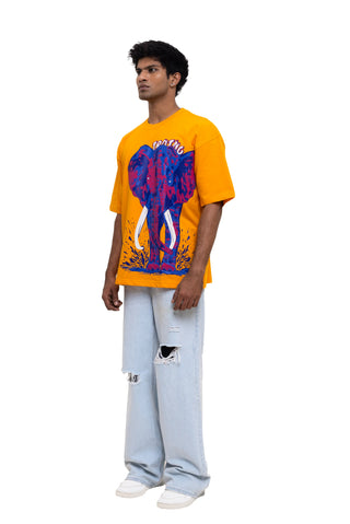 TURQTANG Elephantastic Oversized T-Shirt in Golden Honey – Bold graphic tee with premium comfort.