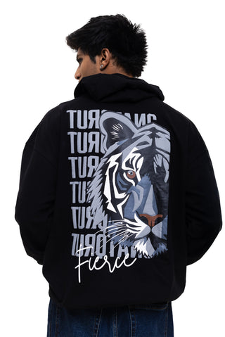 TURQTANG Fierce Oversized Hoodie in Classic Black – Effortless, cozy streetwear with confident vibes.