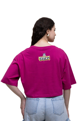 TURQTANG Iconic Crop Top Quad Squad in Fuchsia Flare – Vibrant, fashion-forward casual crop top.