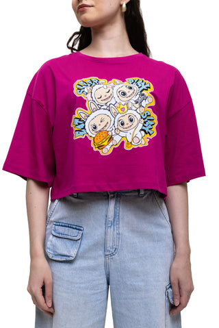 TURQTANG Iconic Crop Top Quad Squad in Fuchsia Flare – Vibrant, fashion-forward casual crop top.