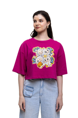 TURQTANG Iconic Crop Top Quad Squad in Fuchsia Flare – Vibrant, fashion-forward casual crop top.