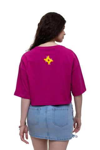 TURQTANG's IN FULL BLOOM CROP TOP - FUCHSIA FLARE 