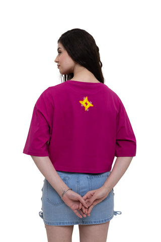 TURQTANG's IN FULL BLOOM CROP TOP - FUCHSIA FLARE 