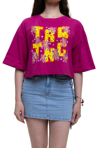 TURQTANG's IN FULL BLOOM CROP TOP - FUCHSIA FLARE 
