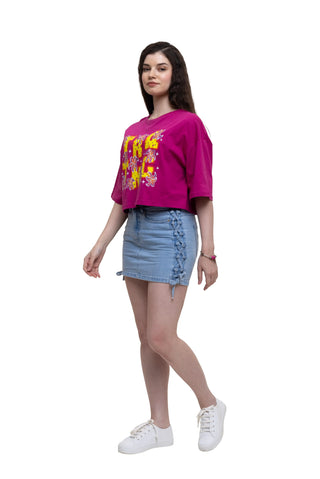 TURQTANG's IN FULL BLOOM CROP TOP - FUCHSIA FLARE 