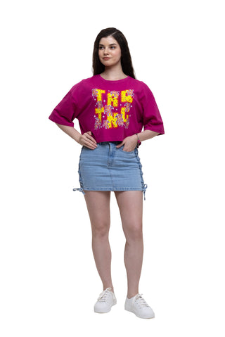 TURQTANG's IN FULL BLOOM CROP TOP - FUCHSIA FLARE 