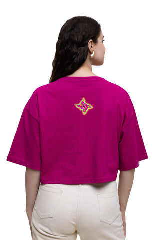 TURQTANG Eye Candy Crop Top in Fuchsia Flare – vibrant and stylish streetwear crop top.