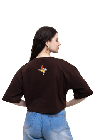 COMIC CODE CROP TOP - MOCHA MUSE