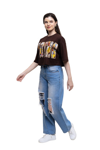 COMIC CODE CROP TOP - MOCHA MUSE