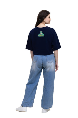 TURQTANG Iconic Crop Top Mini Mischief Edition in Mystic Navy – Edgy streetwear crop top with comfort.