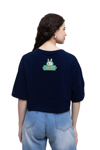 TURQTANG Iconic Crop Top Mini Mischief Edition in Mystic Navy – Edgy streetwear crop top with comfort.