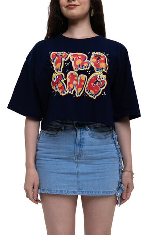 TURQTANG Eye Candy Crop Top in Mystic Navy – trendy streetwear crop top with effortless comfort.