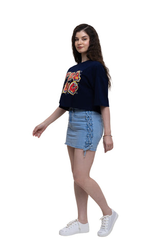 TURQTANG Eye Candy Crop Top in Mystic Navy – trendy streetwear crop top with effortless comfort.
