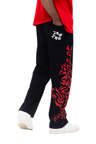 TURQTANG Obsidian Flame Joggers in Obsidian Black – bold and comfortable streetwear joggers.