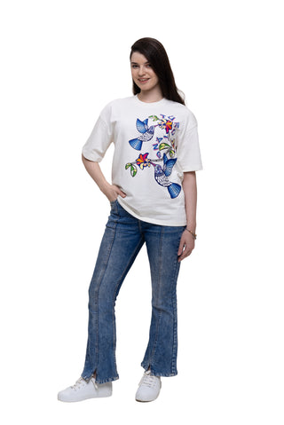 TURQTANG Tropical Kiss T-Shirt in Stone Ivory – relaxed streetwear tee with premium comfort.
