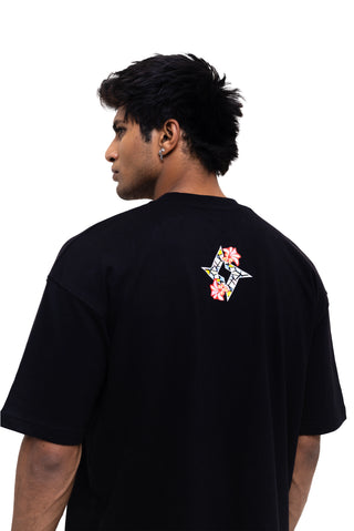 TURQTANG Tropical Kiss T-Shirt in Classic Black – Refreshing, relaxed-fit tee for everyday comfort.