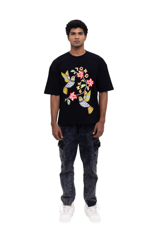 TURQTANG Tropical Kiss T-Shirt in Classic Black – Refreshing, relaxed-fit tee for everyday comfort.