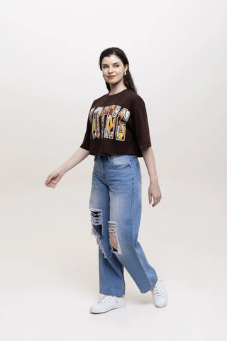 COMIC CODE CROP TOP - MOCHA MUSE