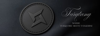 Black circular logo with star design on a dark background, featuring the brand 'Turqtang'.