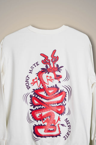 DIVINE DRAGON OVERSIZED SWEATSHIRT - PASTEL CREAM