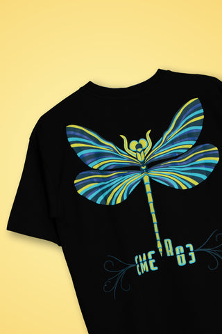 DRAGONFLY OVERSIZED TEE-SHIRT -  CLASSIC BLACK