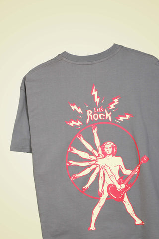 LETS ROCK OVERSIZED TEE-SHIRT - STEEL GREY