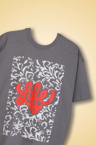 LIFE OVERSIZED TEE-SHIRT - MIDNIGHT GREY