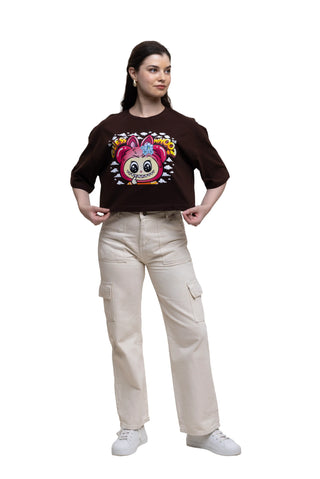 TURQTANG Iconic Crop Top Mini Mischief Edition in Walnut Whimsy – Playful and trendy crop top.