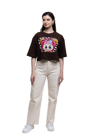 TURQTANG Iconic Crop Top Mini Mischief Edition in Walnut Whimsy – Playful and trendy crop top.