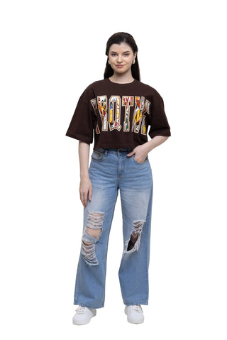 COMIC CODE CROP TOP - MOCHA MUSE
