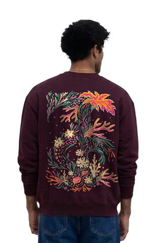CORAL CREST OVERSIZED SWEATSHIRT - IMPERIAL WINE