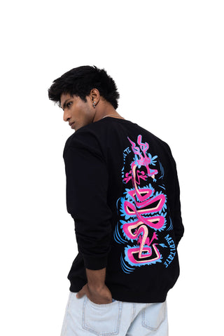 TURQTANG Divine Dragon Oversized Sweatshirt in Classic Black – Comfortable and expressive casual wear.