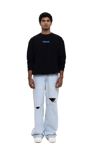 TURQTANG Divine Dragon Oversized Sweatshirt in Classic Black – Comfortable and expressive casual wear.
