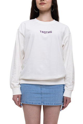 TURQTANG Divine Dragon Oversized Sweatshirt in Pastel Cream – French Terry fabric and premium detailing Front close-up.