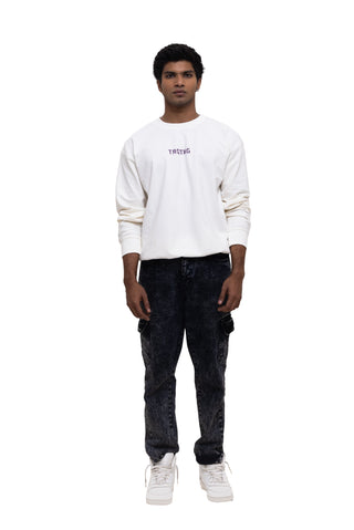 TURQTANG Divine Dragon Oversized Sweatshirt in Pastel Cream – premium oversized sweatshirt front view.