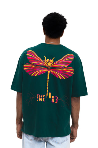 TURQTANG Dragonfly Oversized T-Shirt in Teal Green – Vibrant comfort wear inspired by nature.