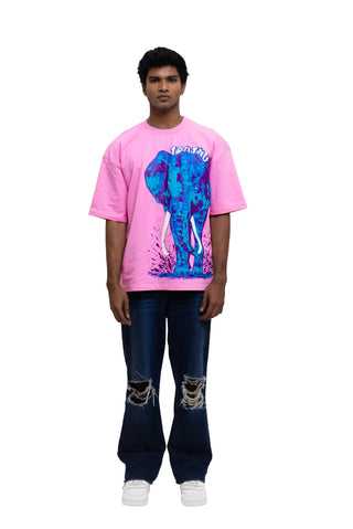 TURQTANG Elephantastic Oversized T-Shirt in Cotton Candy Pink – Playful comfort meets creative design.