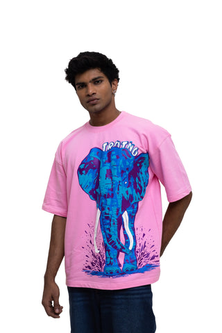 TURQTANG Elephantastic Oversized T-Shirt in Cotton Candy Pink – Playful comfort meets creative design.