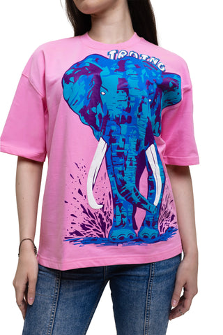 TURQTANG Elephantastic Oversized T-Shirt in Cotton Candy Pink – Playful comfort meets creative design.