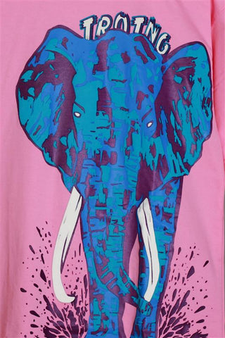 Cotton candy pink Elephantastic unisex oversized T-shirt worn by model