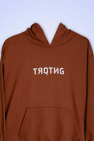 Front view of Fierce unisex oversized hoodie in mahogany color