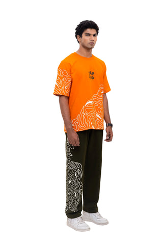 TURQTANG Jade Blaze Oversized T-Shirt in Blazing Orange – vibrant streetwear with effortless style.