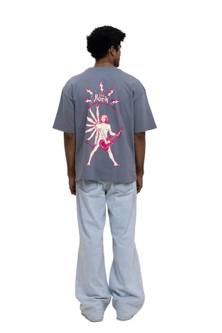 TURQTANG Lets Rock Oversized T-Shirt in Steel Grey – Stylish and comfortable streetwear tee.
